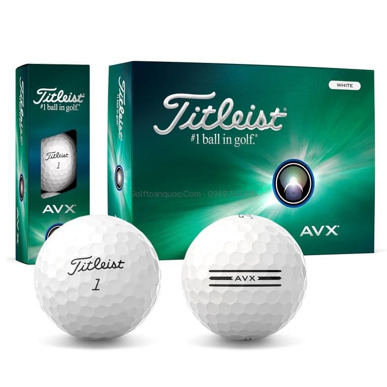 Hộp 12 bóng golf AVX Trắng 3 lớp 2024 | Titleist